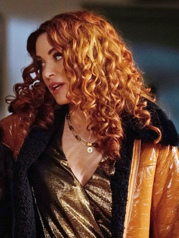 Danneel Ackles Shearling Leather Brown Coat