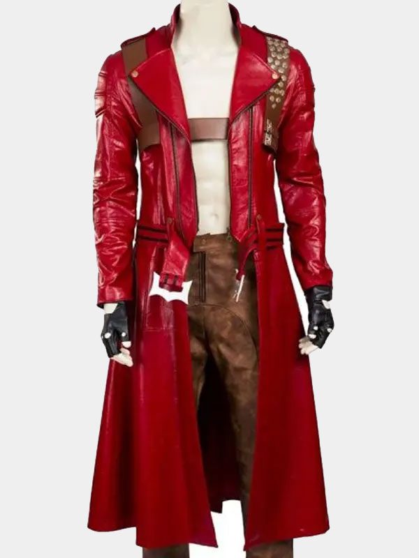 Dante Devil May Cry 3 Red Leather Trench Coat