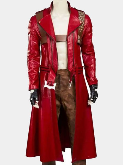 Dante Devil May Cry 3 Red Leather Trench Coat