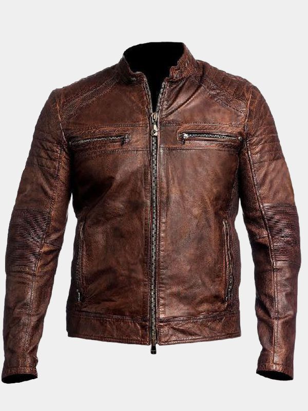 Dark Brown Cafe Racer Leather Jacket