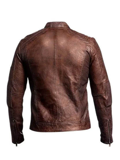 Dark Brown Cafe Racer Leather Jacket