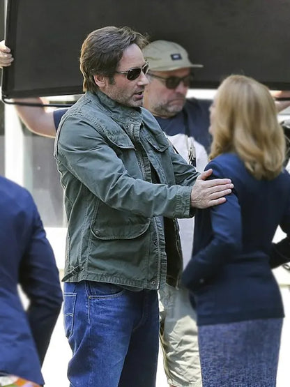 David Duchovny The X-Files Fox Mulder Olive Green Cotton Jacket