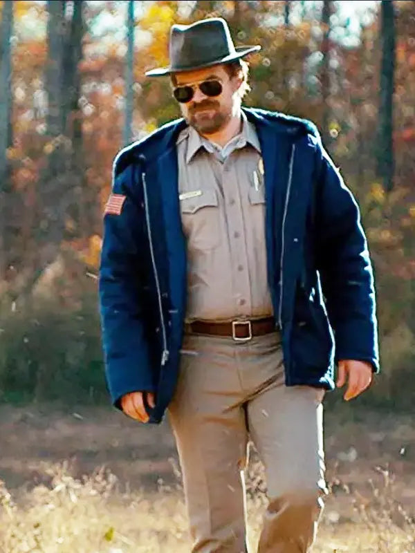 David Harbour Fur Hooded Jacket