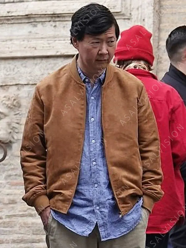 David Kim Movie My Spy The Eternal City Ken Jeong Brown Bomber Jacket