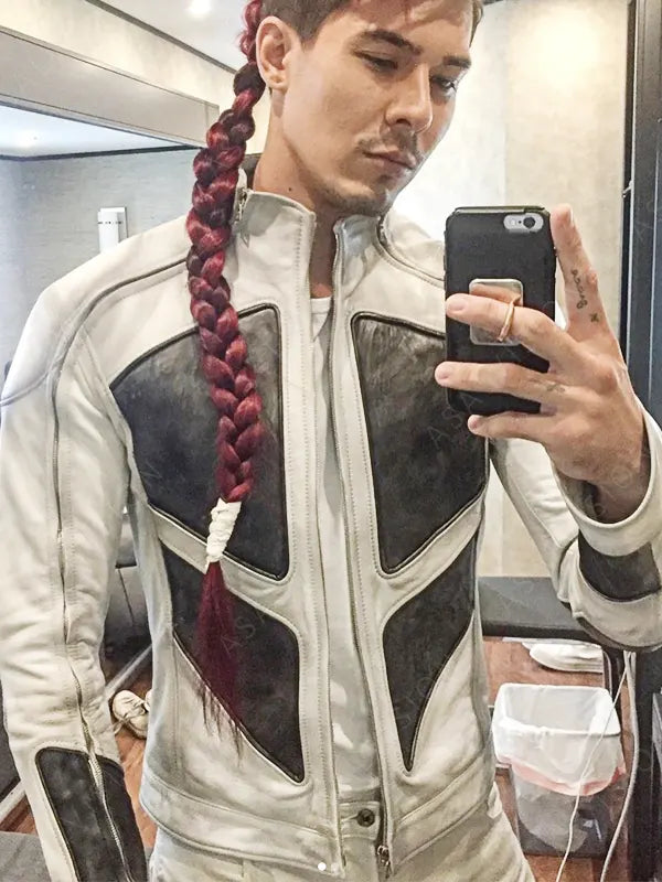 Deadpool 2 Lewis Tan Leather Black And White Jacket