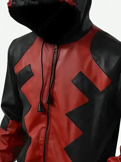 Deadpool Game Costume Leather Hooded Jacket