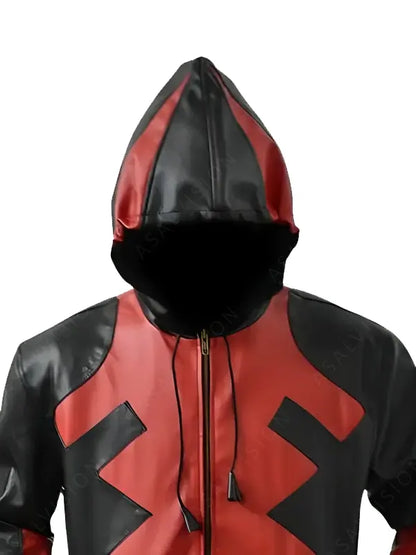 Deadpool Game Costume Red And Black Leather Jacket