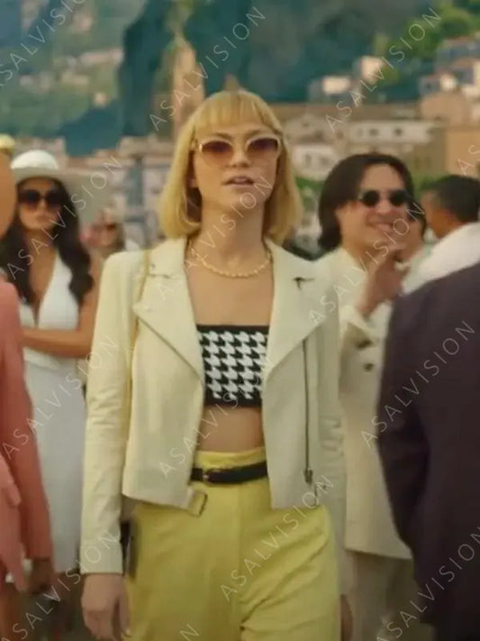 Death And Other Details Imogene Scott White Leather Jacket