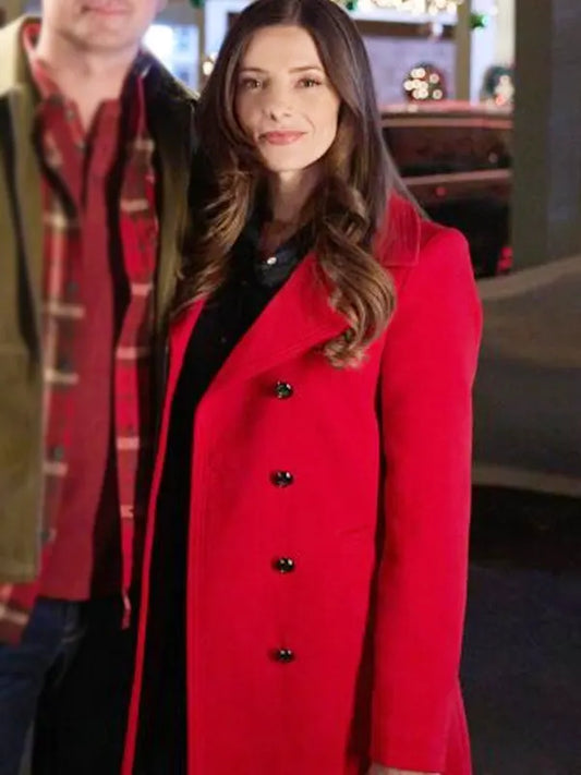 Deck the Walls 2024 Ashley Greene Red Wool Coat
