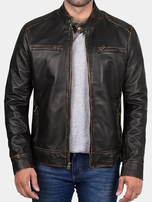 Declan Men's Dark Brown Vintage Leather Jacket