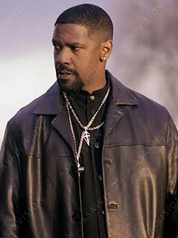 Detective Alonzo Harris Training Day Denzel Washington Black Leather  Coat