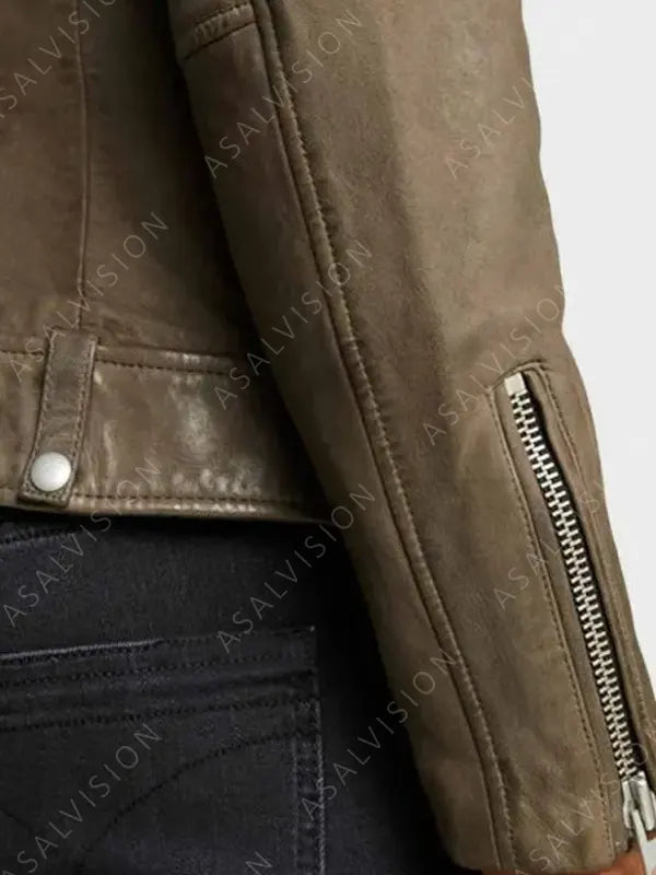 Distressed Brown Biker Cafe Racer Motorcycle Leather Jacket