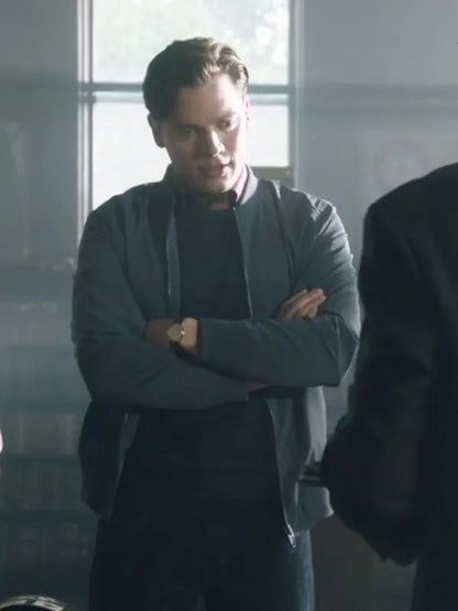 Dominic Sherwood Haunted Wedding 2024 Brian Grey Bomber Jacket