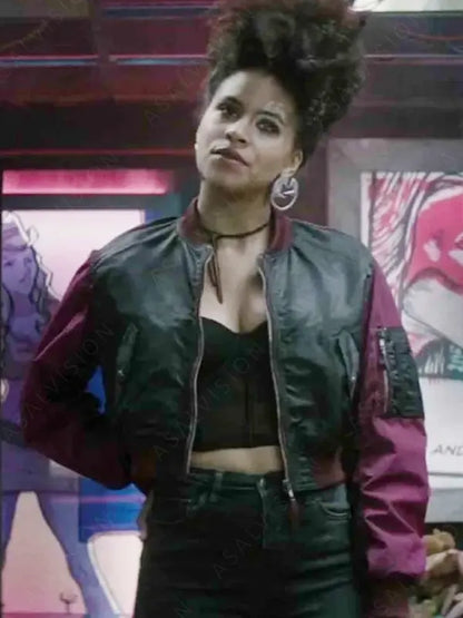 Domino Deadpool 2 Zazie Beetz Bomber Jacket
