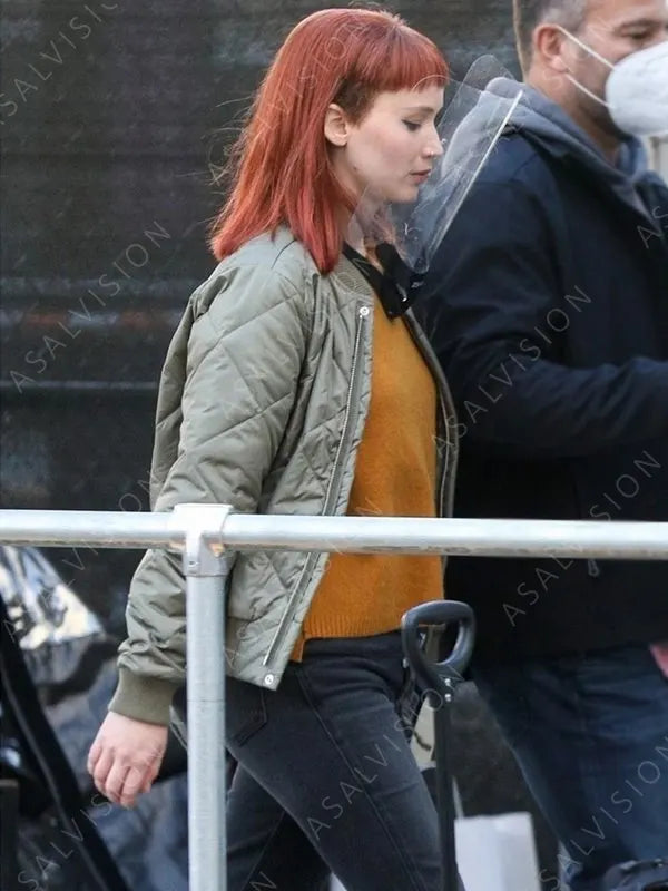 Don’t Look Up Jennifer Lawrence Quilted Bomber Jacket