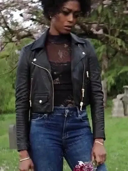 Double Life 2023 Javicia Leslie Black Leather Jacket