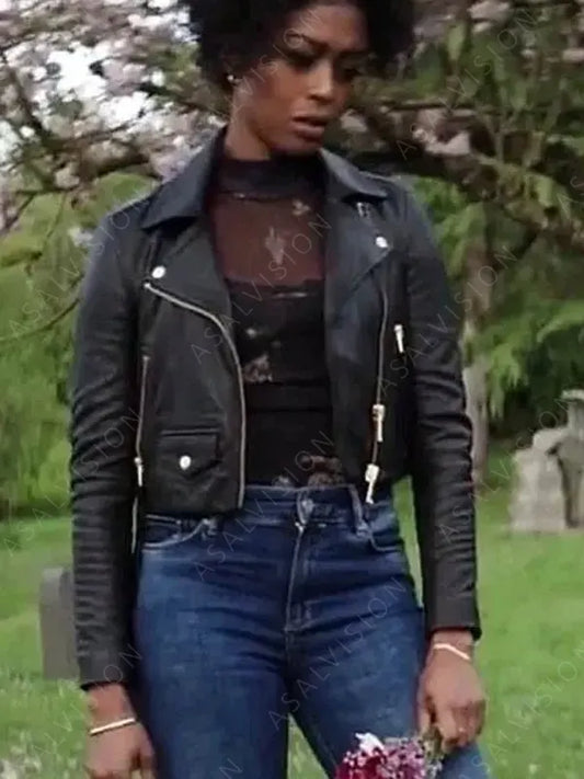 Double Life 2023 Javicia Leslie Black Leather Jacket