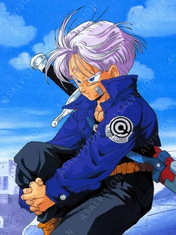 Dragon Ball Z Future Trunks Capsule Crop Leather Blue Jacket