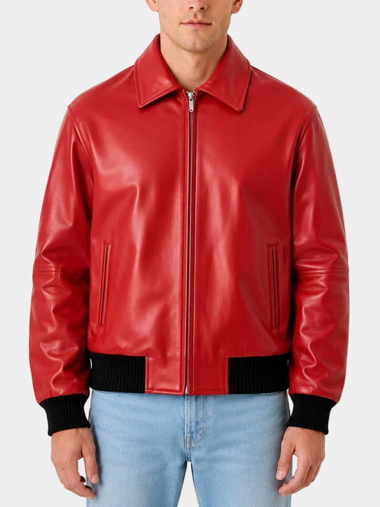 Drake Albanian Red Leather Jacket