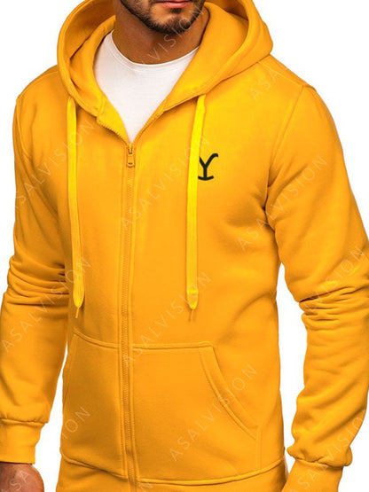 Dutton Ranch TV Series Yellowstone Yellow Fleece Zipper Hoodie