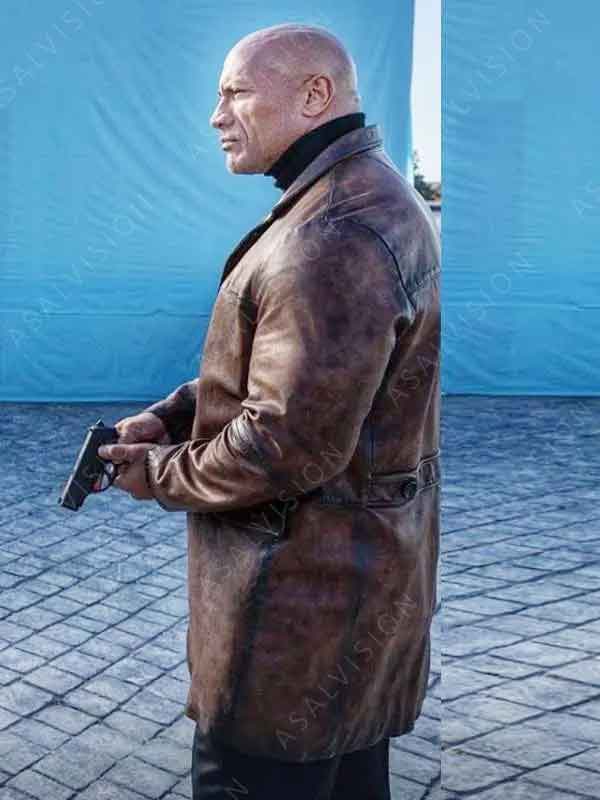 Dwayne Johnson Movie Red Notice 2021 Brown Distressed Leather Coat Jacket