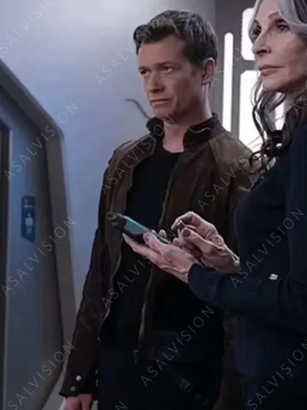 Ed Speleers Star Trek Picard S03 Brown Suede Leather Jacket