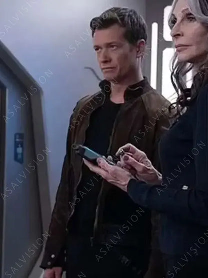 Ed Speleers Star Trek Picard S03 Brown Suede Leather Jacket