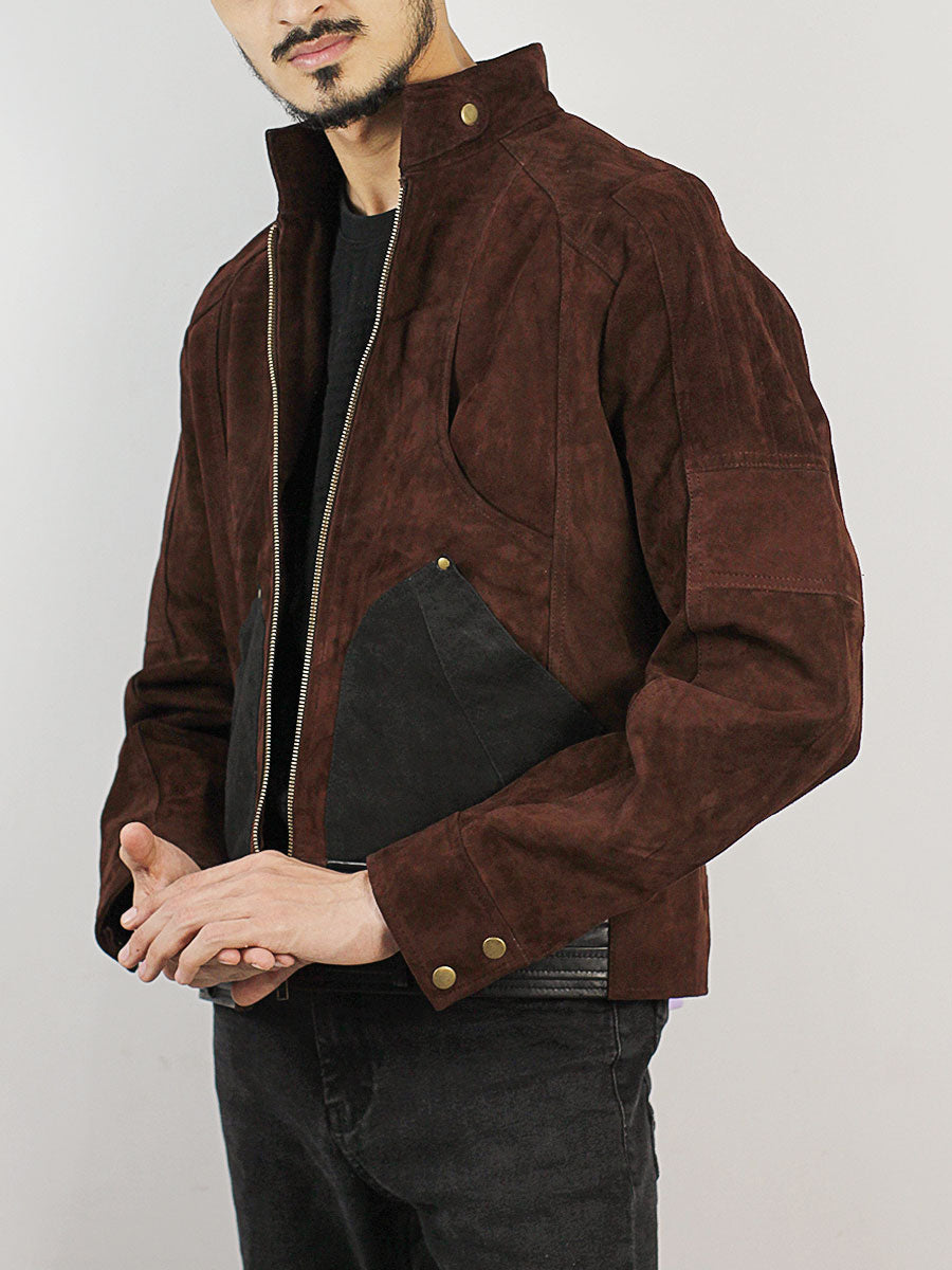 Ed Speleers Star Trek Picard S03 Brown Suede Leather Jacket