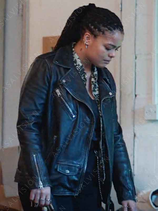 Eddie TV Series Big Mood 2024 Lydia West Black Biker Style Vintage Jacket