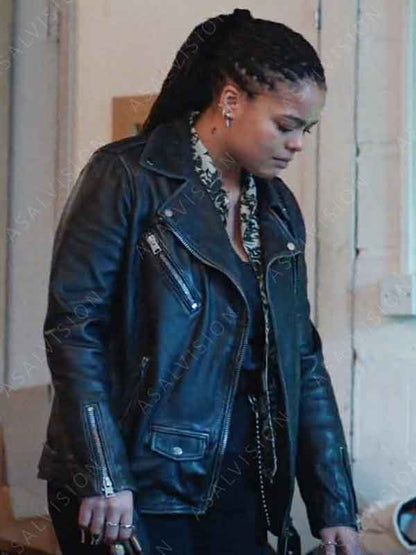 Eddie TV Series Big Mood 2024 Lydia West Black Biker Style Vintage Jacket