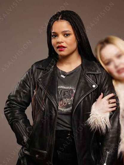 Eddie TV Series Big Mood 2024 Lydia West Black Biker Style Vintage Leather Jacket