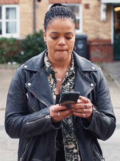 Eddie TV Series Big Mood 2024 Lydia West Vintage Leather Jacket