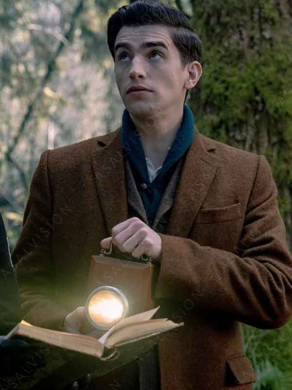 Edwin Paine TV Series Dead Boy Detectives 2024 Brown Trench Wool Coat