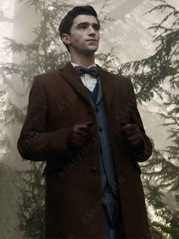 Edwin Paine TV Series Dead Boy Detectives 2024 George Rexstrew Brown Trench Wool Coat