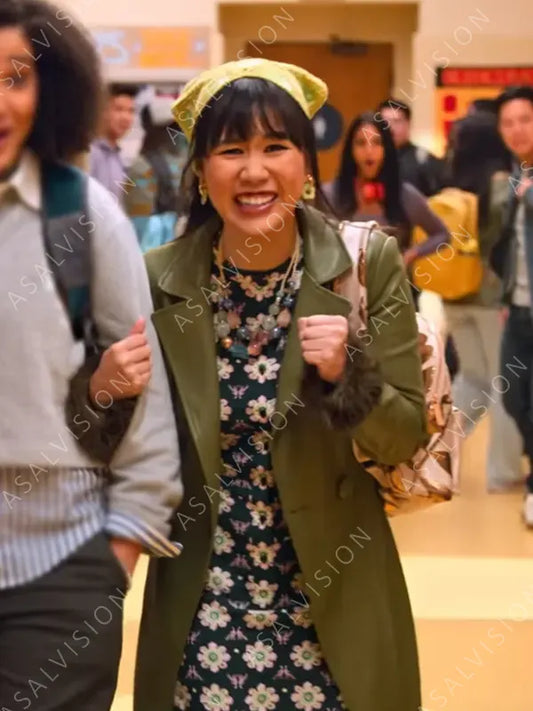 Eleanor Wong Never Have I Ever Green Leather Coat