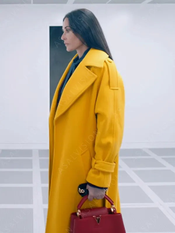 Elisabeth Sparkle The Substance 2024 Demi Moore Yellow Wool Coat