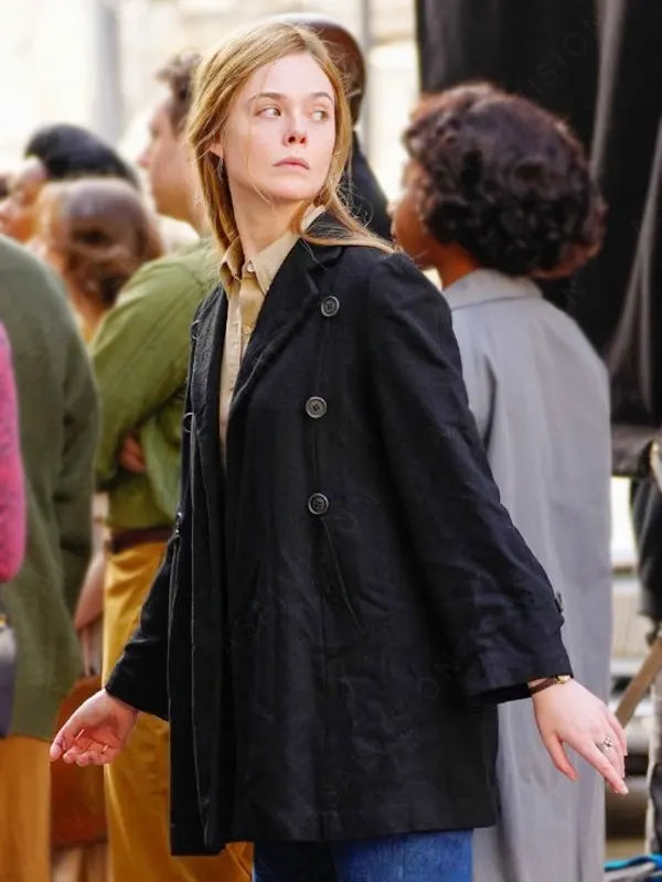 Elle Fanning A Complete Unknown Sylvie Russo Black Coat
