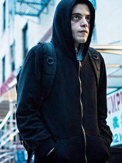 Elliot Alderson Mr. Robot Rami Malek Hooded Black Jacket