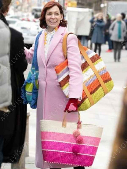 Elsbeth 2024 Carrie Preston Pink Wool Trench Coat