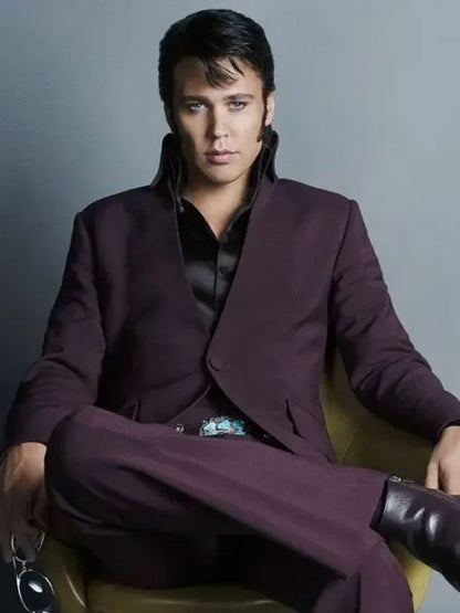 Elvis Presley Elvis 2022 Austin Butler Burgundy Wool Blazer
