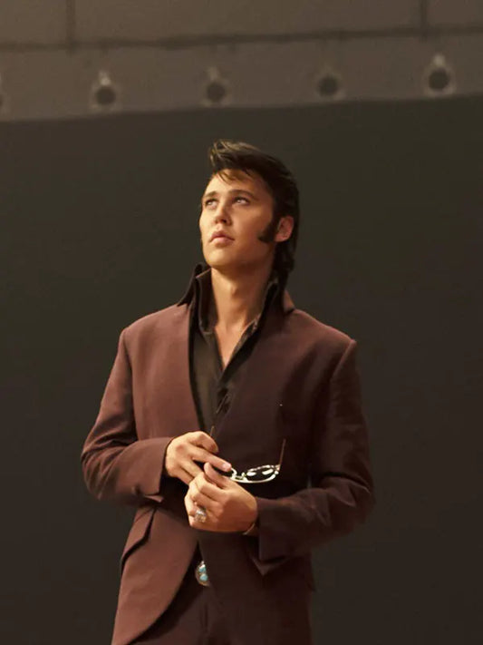 Elvis Presley Elvis 2022 Austin Butler Burgundy Wool Blazer