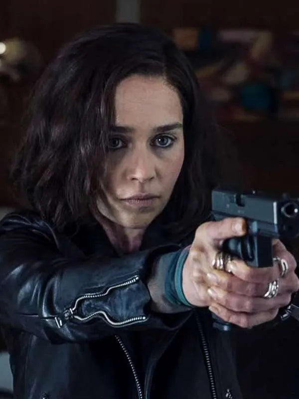 Emilia Clarke Secret Invasion 2023 Giah Black Biker Jacket