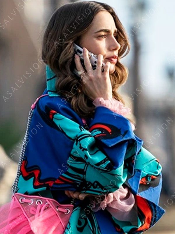 Emily Cooper Blue Printed Trench Coat