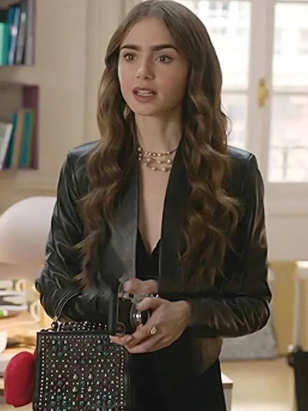 Emily Cooper Emily In Paris Lily Collins Leather Jacket