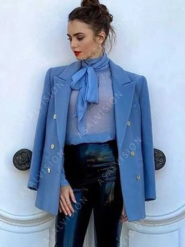 Emily Cooper Emily In Paris S02 Lily Collins Blue Peacoat