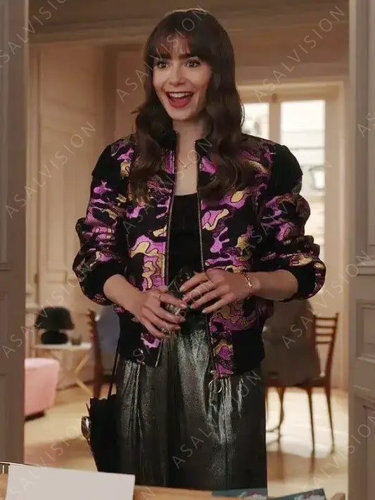 Emily Cooper Emily In Paris S03 Purple Bomber Jacket
