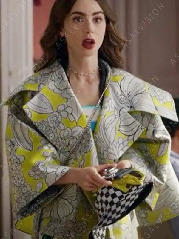 Emily Cooper Emily In Paris Season 2 Lily Collins Yellow Floral Jacket