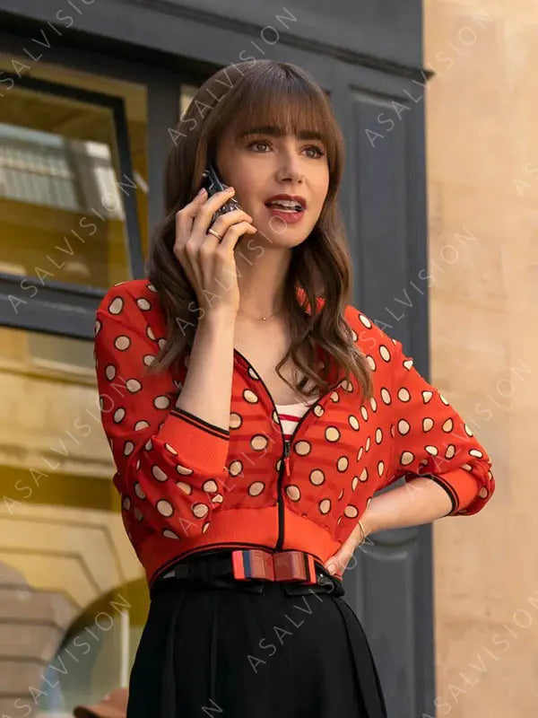 Emily Cooper Emily In Paris Season 3 Cropped Red Jacket