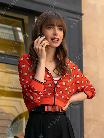 Emily Cooper Emily In Paris Season 3 Cropped Red Jacket