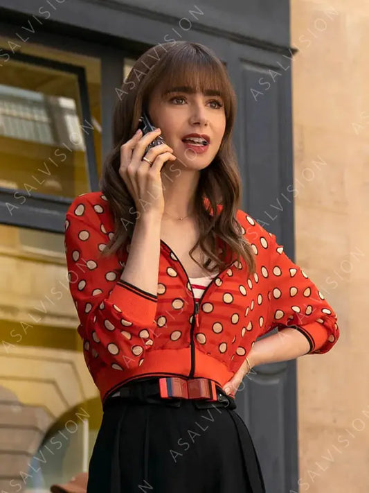 Emily Cooper Emily In Paris Season 3 Cropped Red Jacket